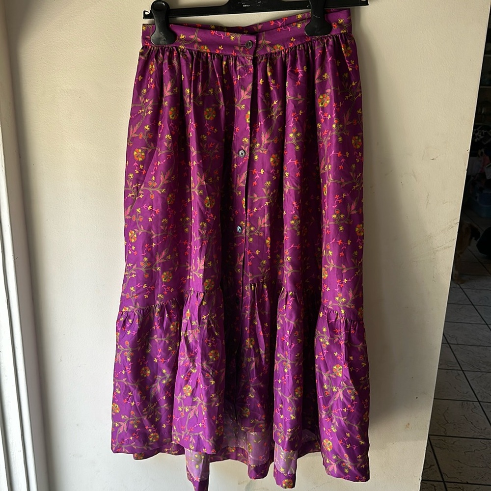 SOEUR Silk Midi Length Skirt